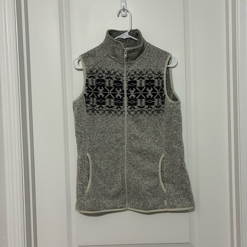 Eddie Bauer Gray Fuzzy Aztec Vest Women’s Medium